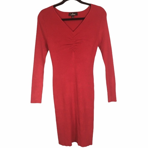 NWT Lulus Ribbed Long Sleeve Bodycon Dress Size L - Picture 8 of 16